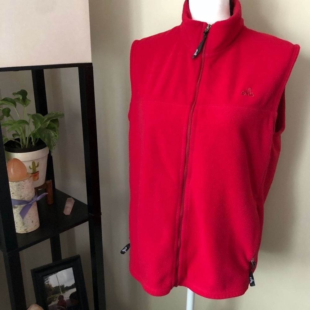 *EMS* Pink Fleece Zip-Up Vest Jacket Coat Sz L
